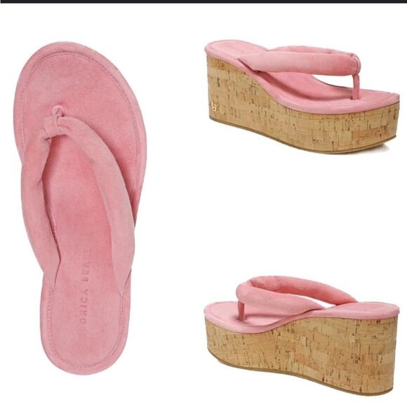 Veronica Beard Thong Platform Wedge Pink Suede 8.5 - Picture 10 of 10